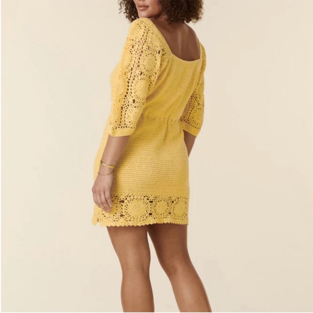 NWT Spell Crochet Doily Puff Sleeve Grannycore Cottagecore Mini Dress Small - Picture 7 of 13